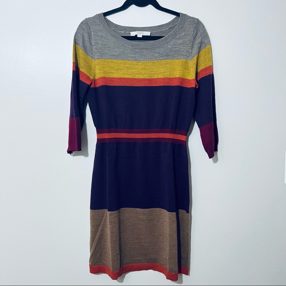 Loft Knit Dress in Deep Cabernet Style # 288609 Fall Sz Large Petite - Picture 2 of 6